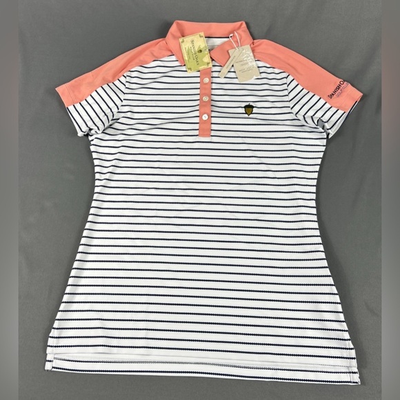 Peter Millar Womens Golf Shirt Polo Chest Sleeve Logo Geo Print XS Multicolor - Picture 1 of 6